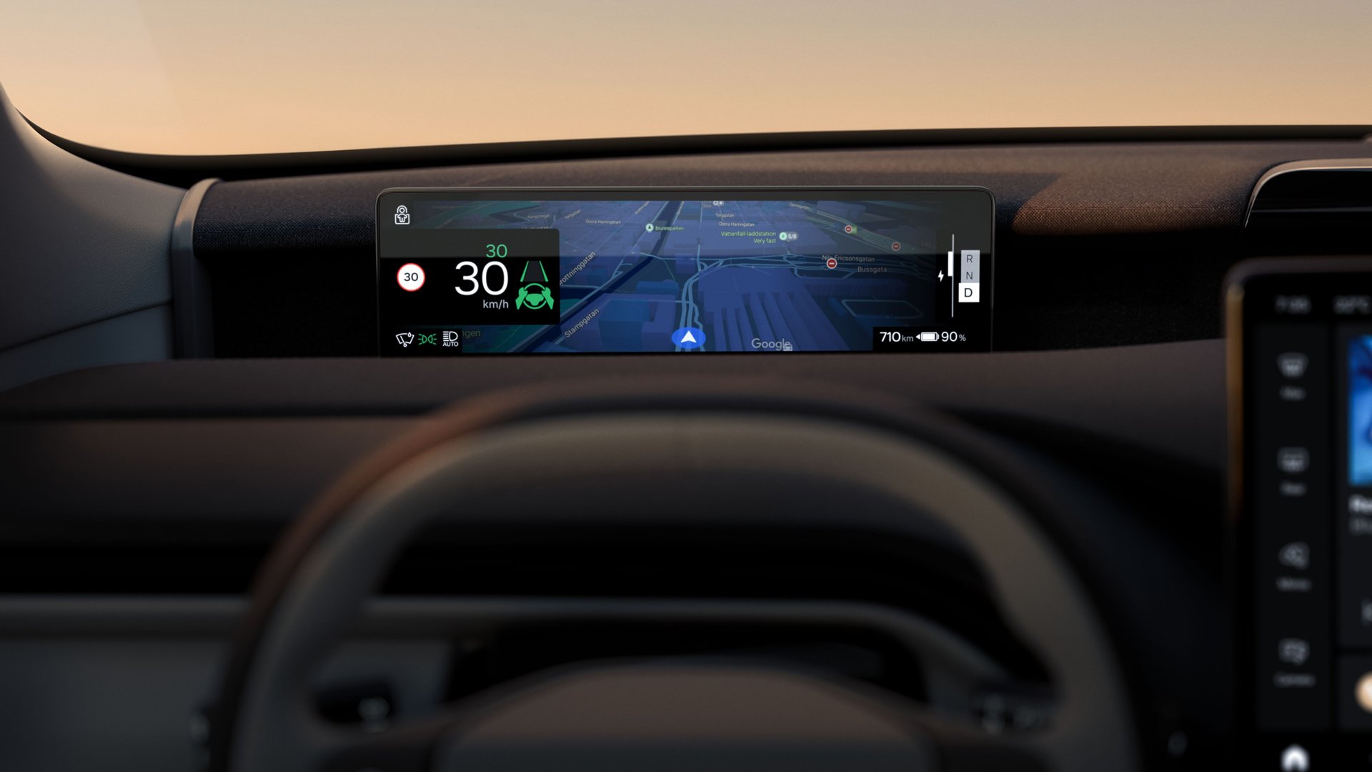 Førerdisplay i en Volvo EX60